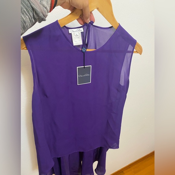 Oscar de la Renta Tops - Oscar de la Renta Silk Hi Low Tunic Blouse